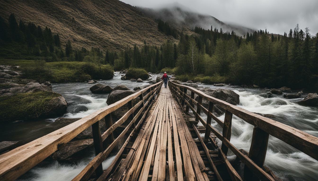 sonhar atravessando uma ponte de madeira